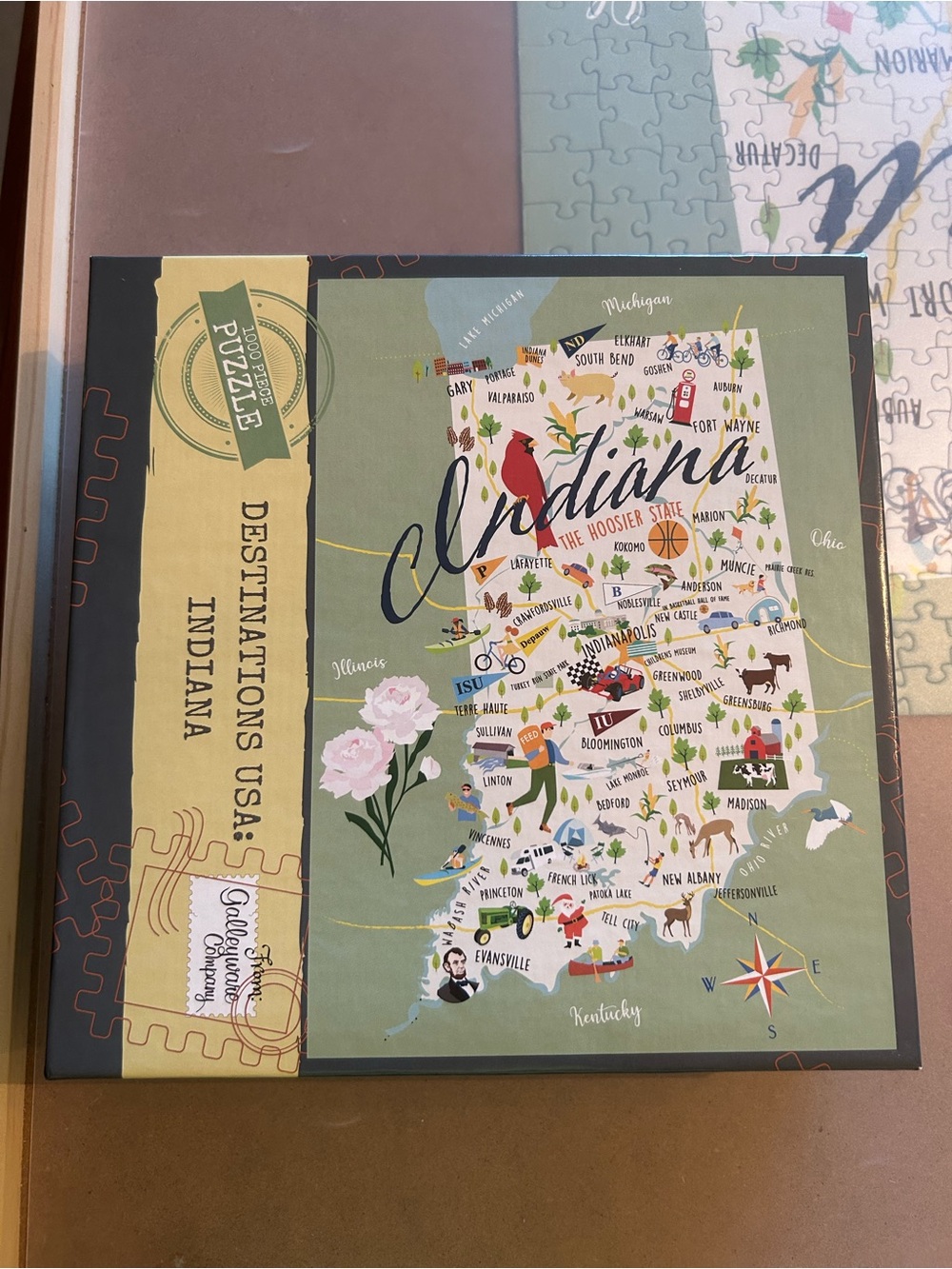 Indiana State Map Jigsaw Puzzle - Green - Picture 3 of 5